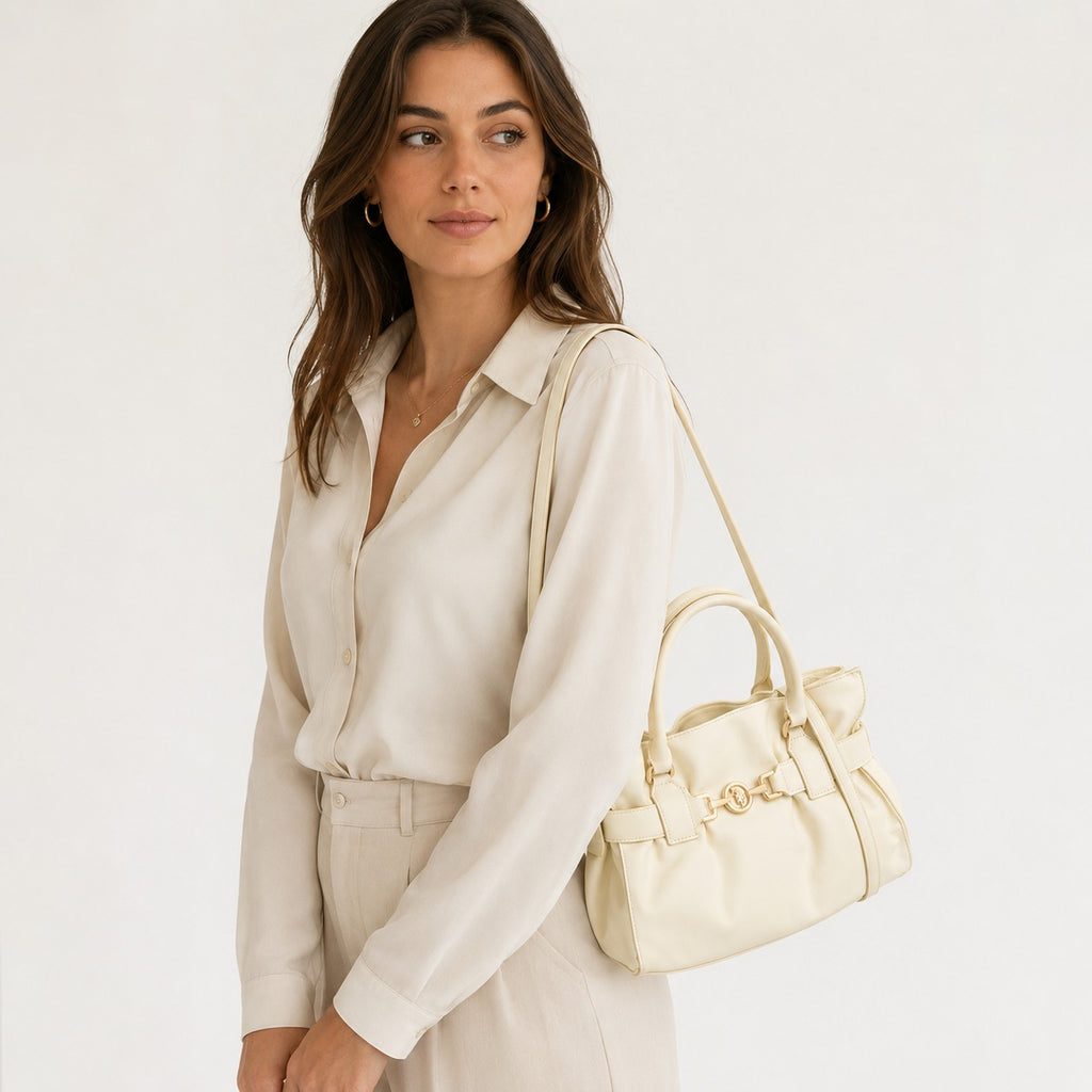 U.S. Polo Assn. Cream Jane Cinched Handbag