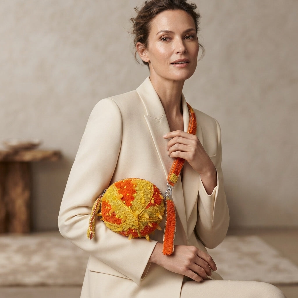 Mirasol Orange Beaded Grab Bag