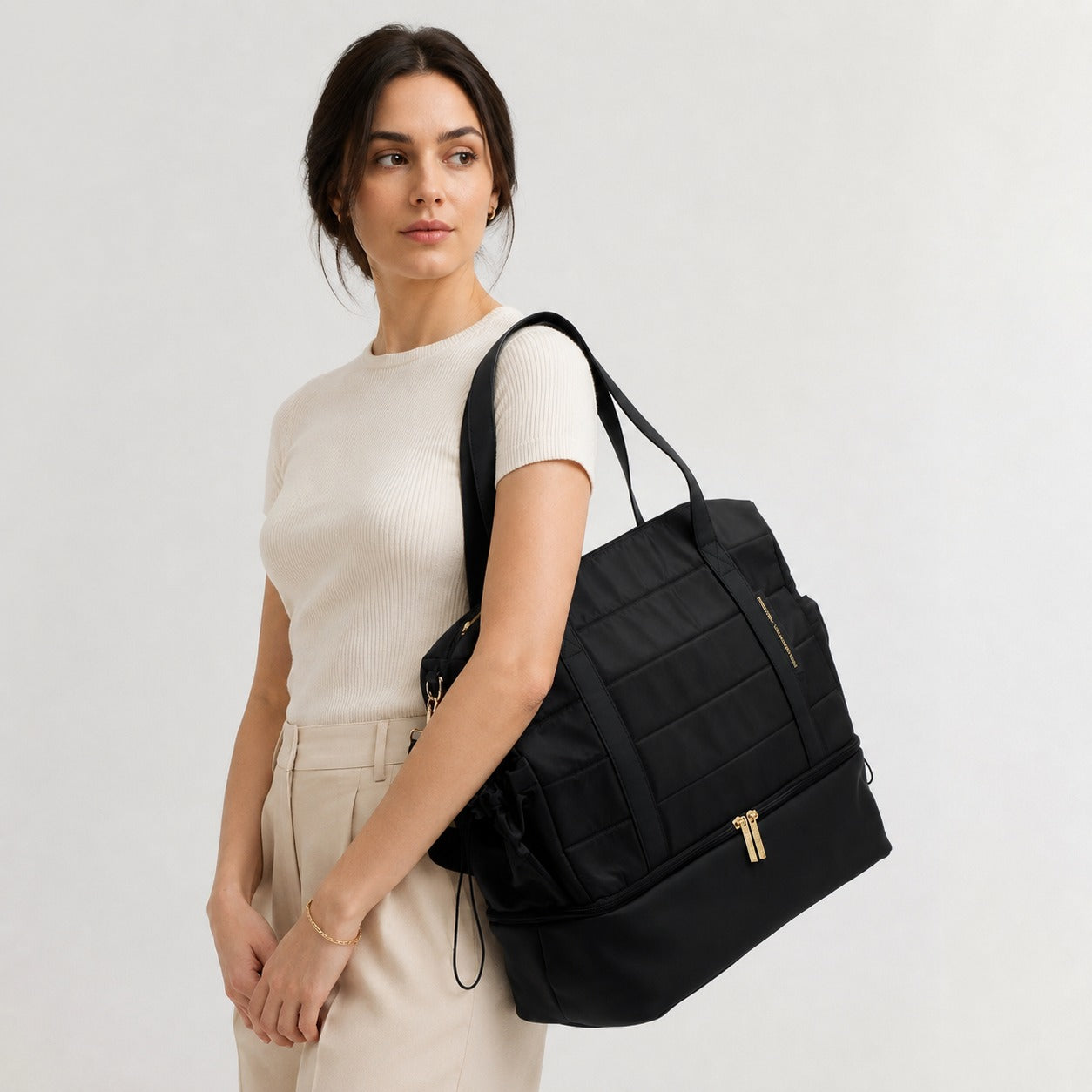 French Connection Black Weekender Shoulder Bag