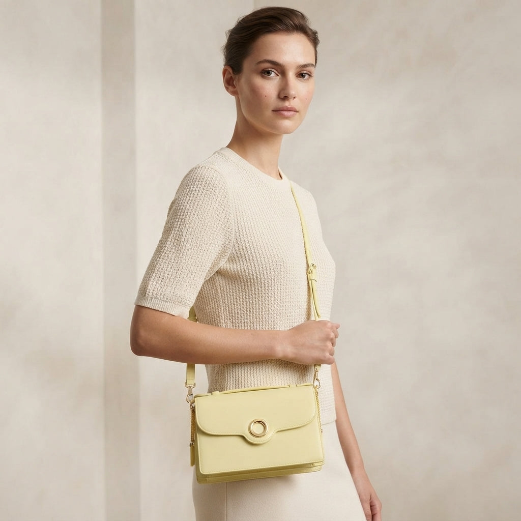 Moncrief Yellow Leather Crossbody Bag