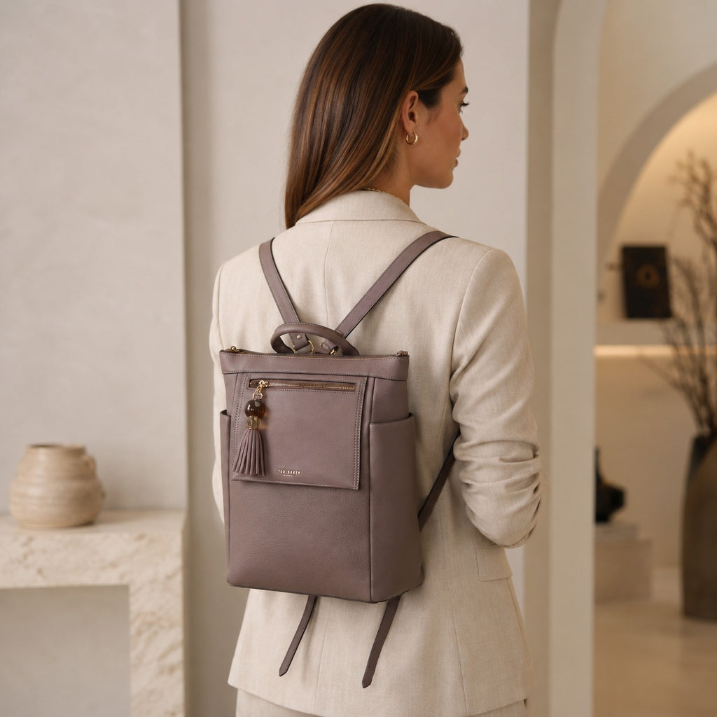 Luella Grey Peat Faux Leather Ophena 15in Laptop Backpack
