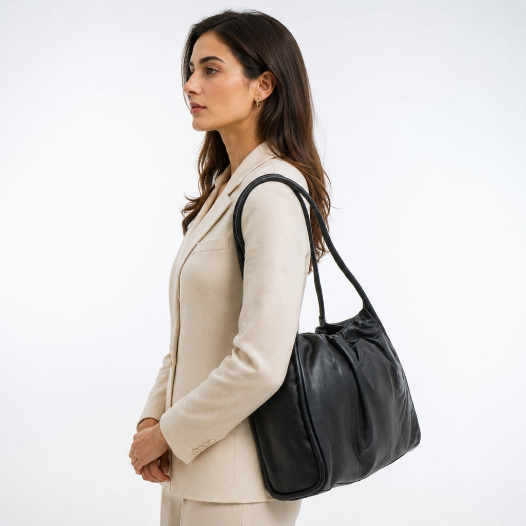 Leather Culture Black Leather Shoulder Bag