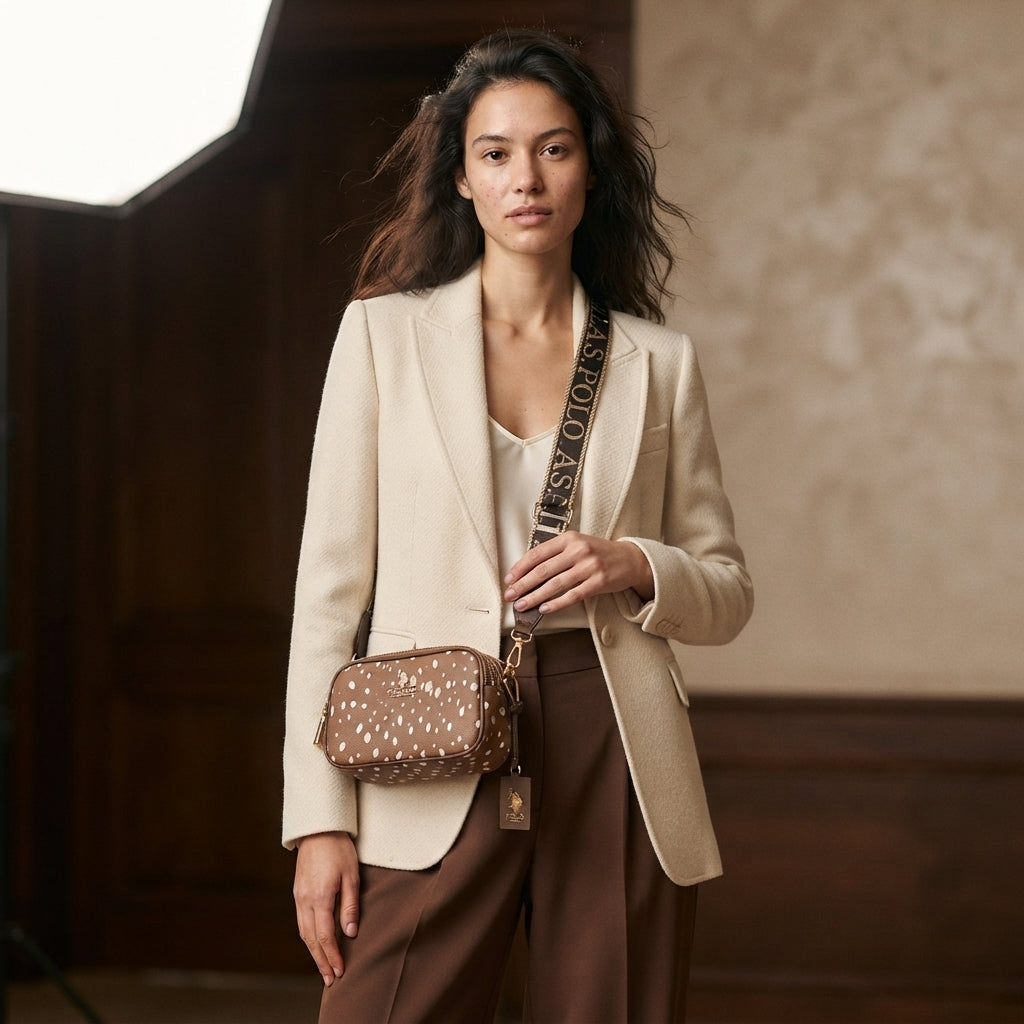 U.S. Polo Assn. Brown Polka Dot Crossbody Bag