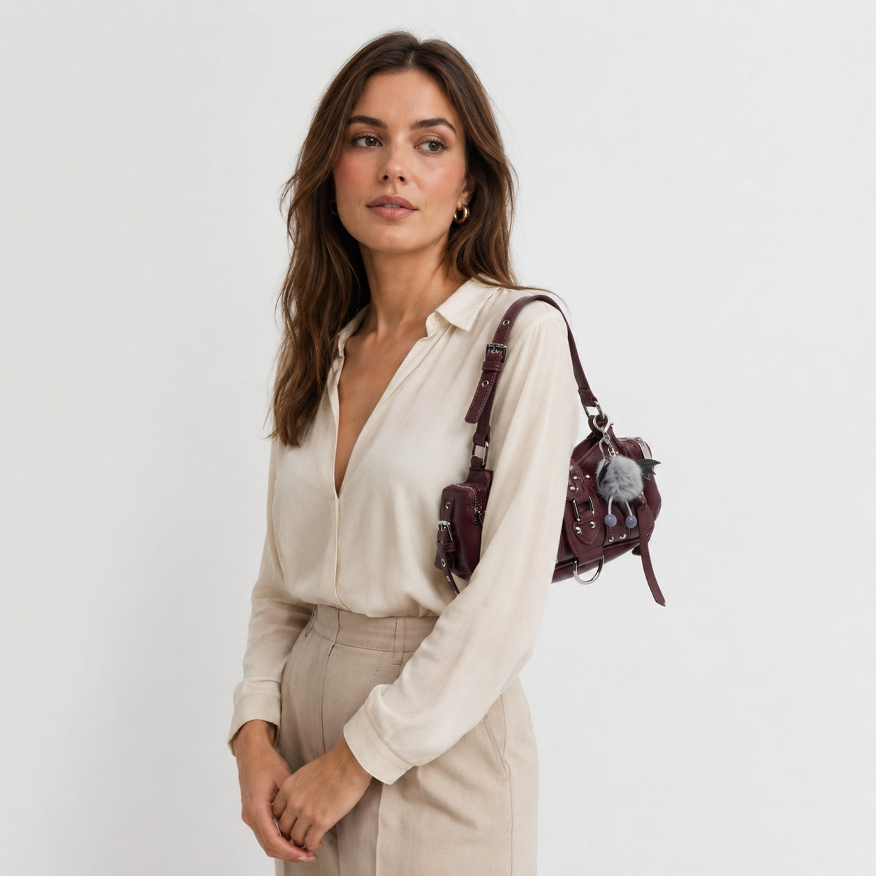Bessie London Burgundy Shoulder Bag