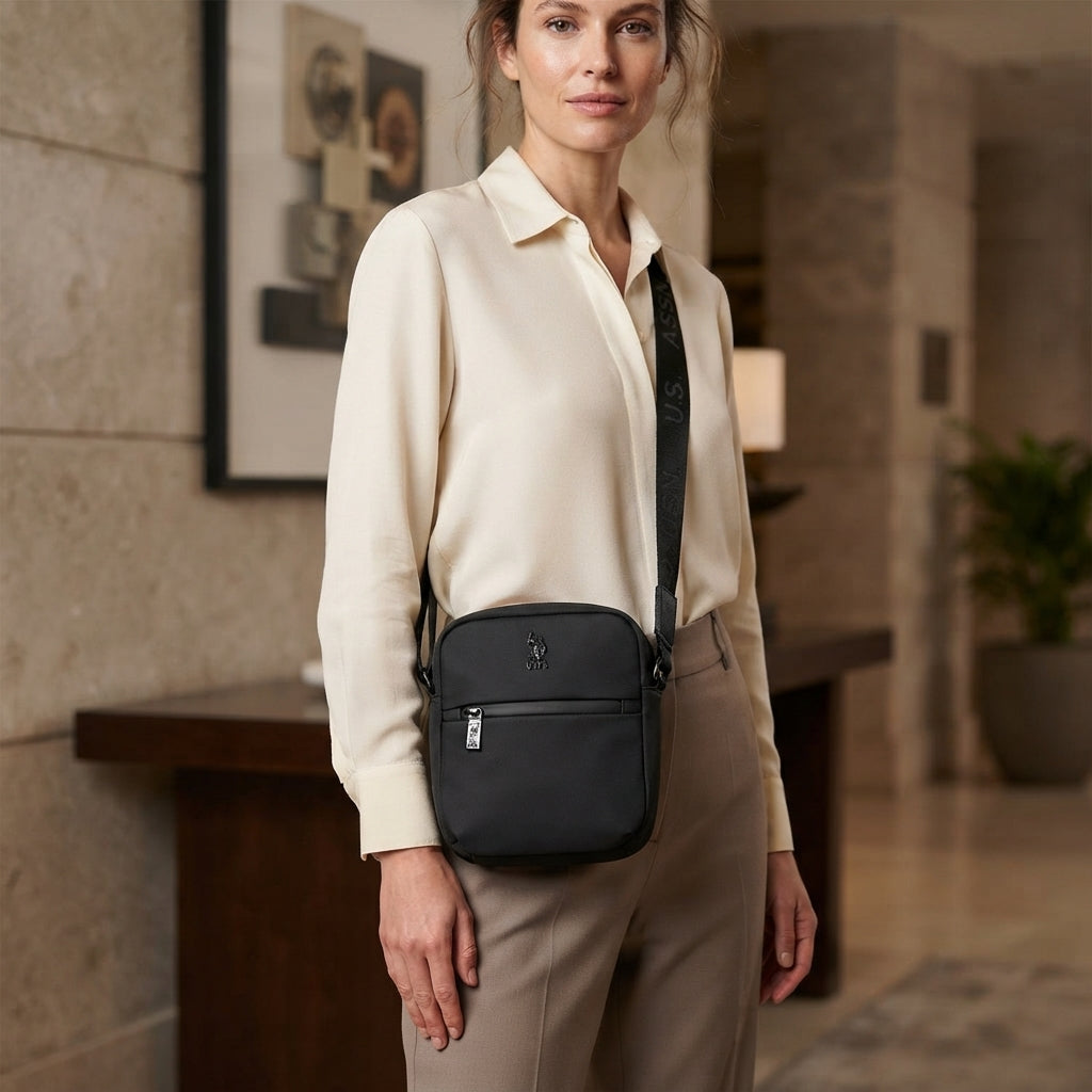 U.S. Polo Assn. Black Boxy Crossbody Bag