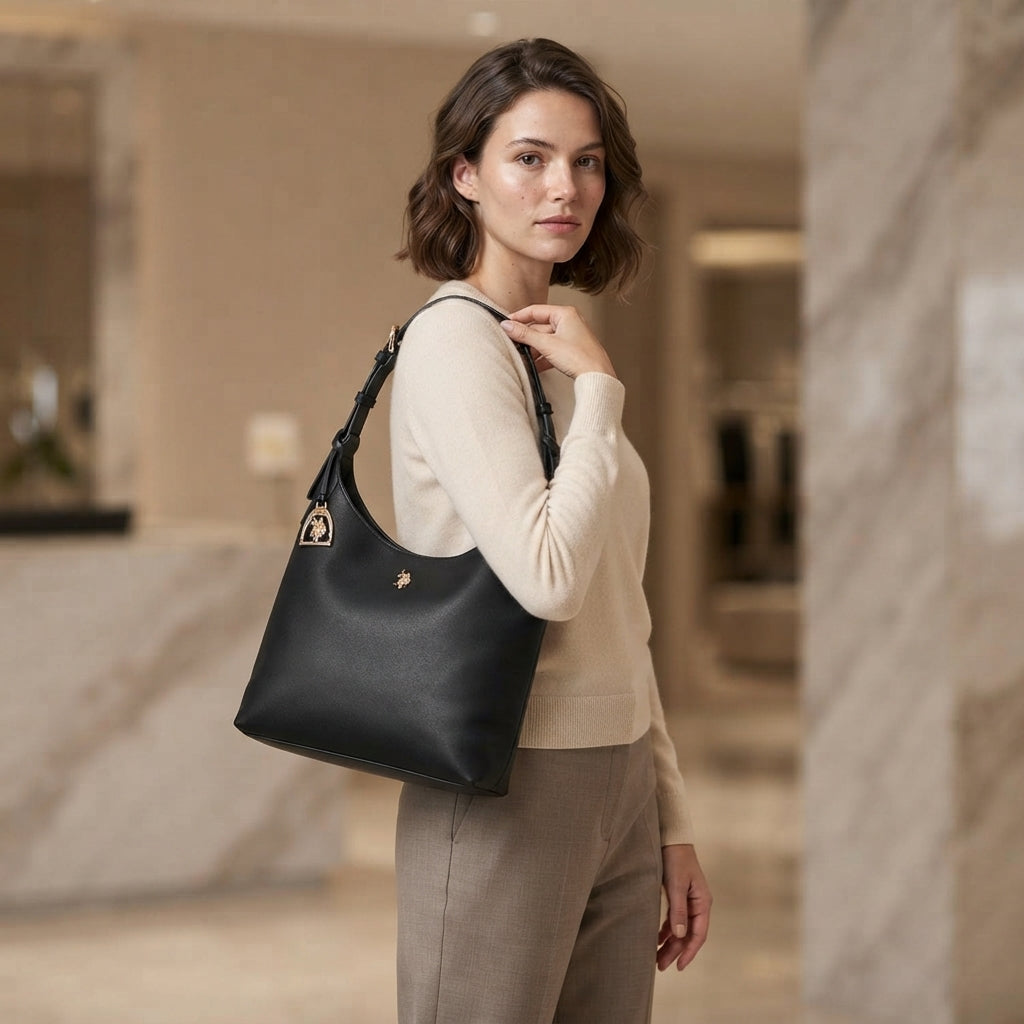 U.S. Polo Assn. Black Jones Hobo Shoulder Bag
