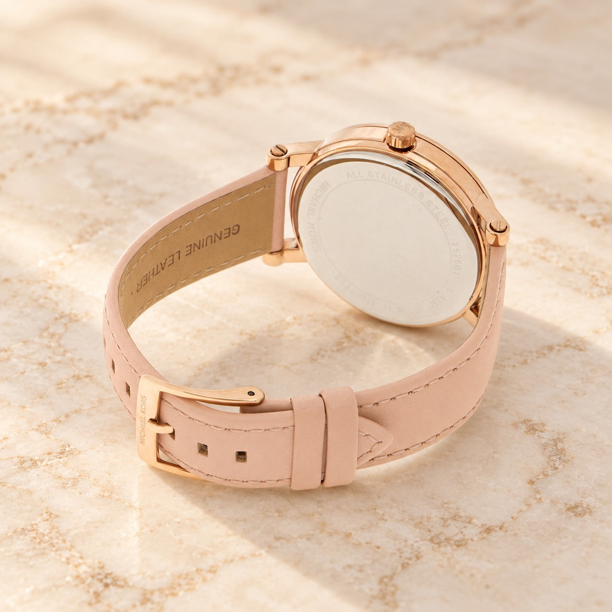 Michael Kors Rose Gold Crystal Watch, Blush Leather Strap