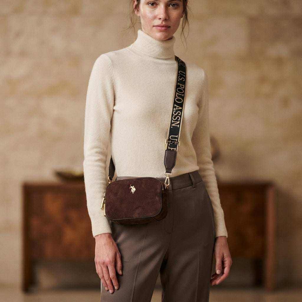 U.S. Polo Assn. Brown Double Compartment Cross Body Bag
