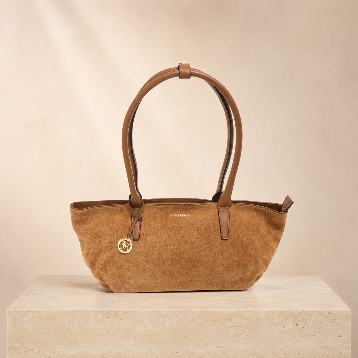 Silviano Brown Suede Shoulder Bag