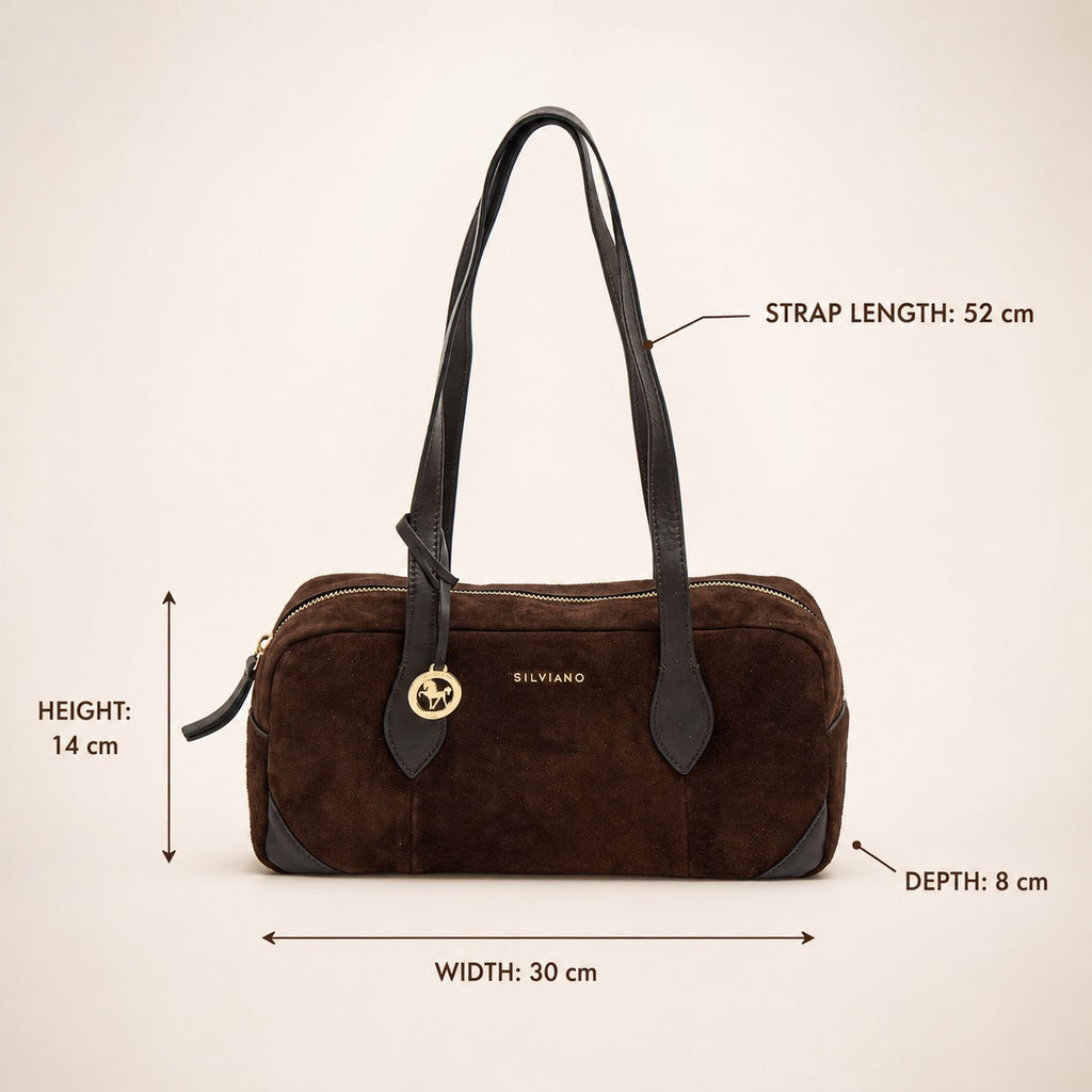 Silviano Brown Suede Shoulder Bag