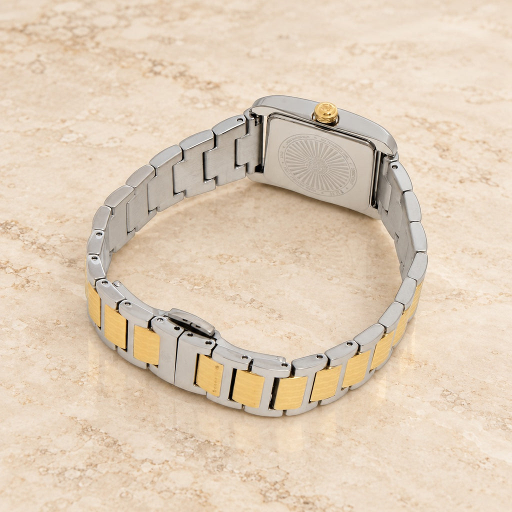 Roberto Cavalli Silver & Gold Watch, Rectangular Crystal