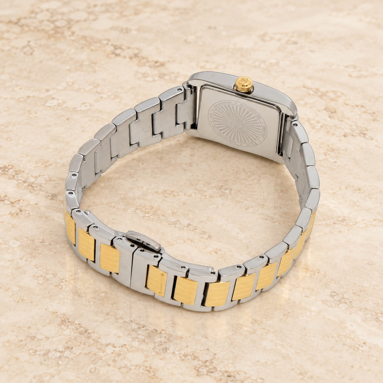 Roberto Cavalli Silver & Gold Watch, Rectangular Crystal