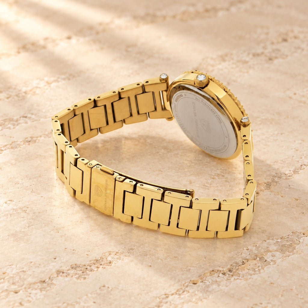 Chiara Ferragni Gold Tone Embellished Analogue Watch