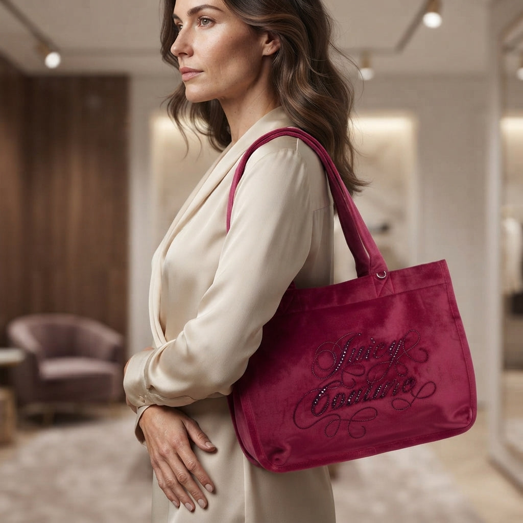 Juicy Couture Pink Embellished Logo Tote Bag