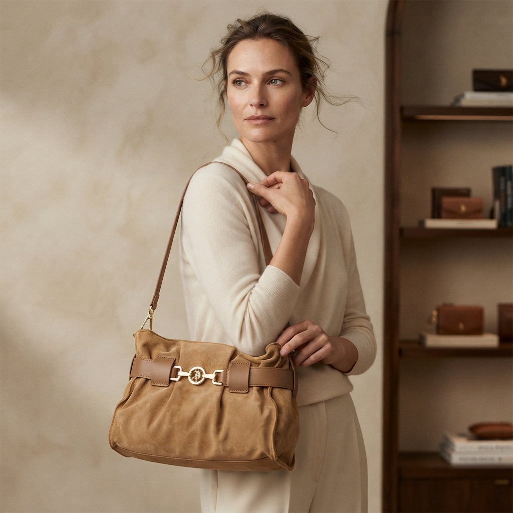 U.S. Polo Assn. Tan Suede Shoulder Bag