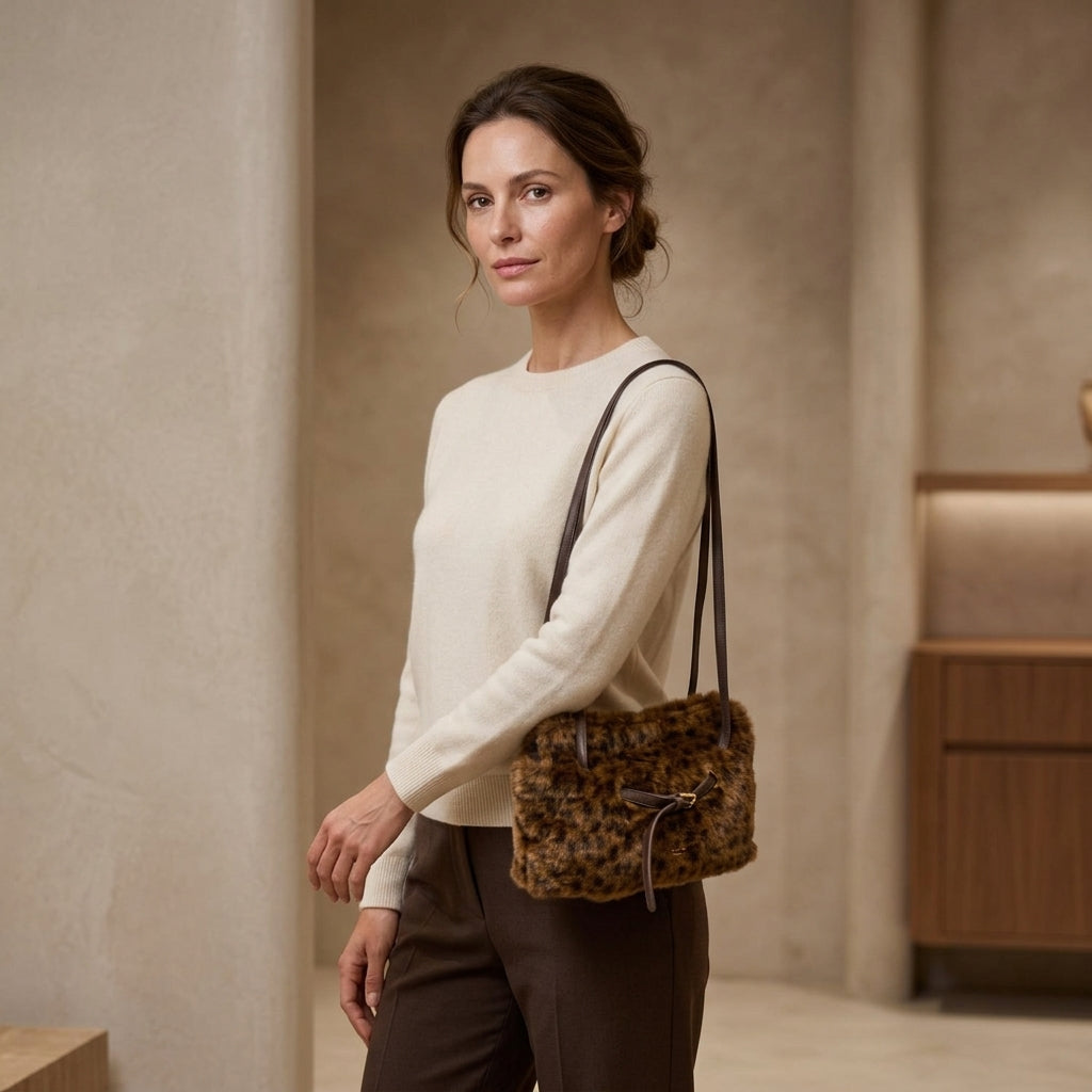 Bessie London Brown Leopard Shoulder Bag