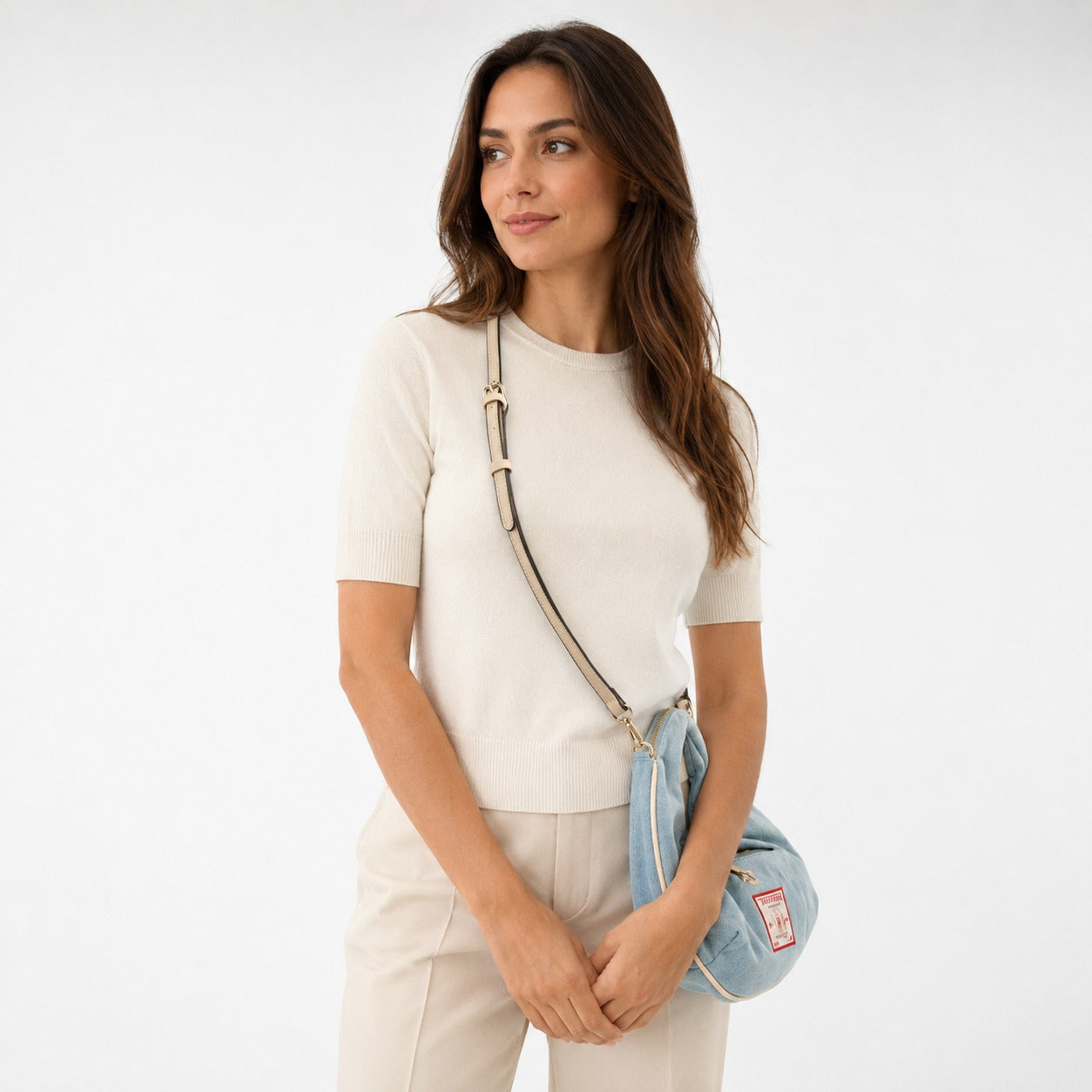 True Religion Light Blue Denim Knotted Hobo Handbag