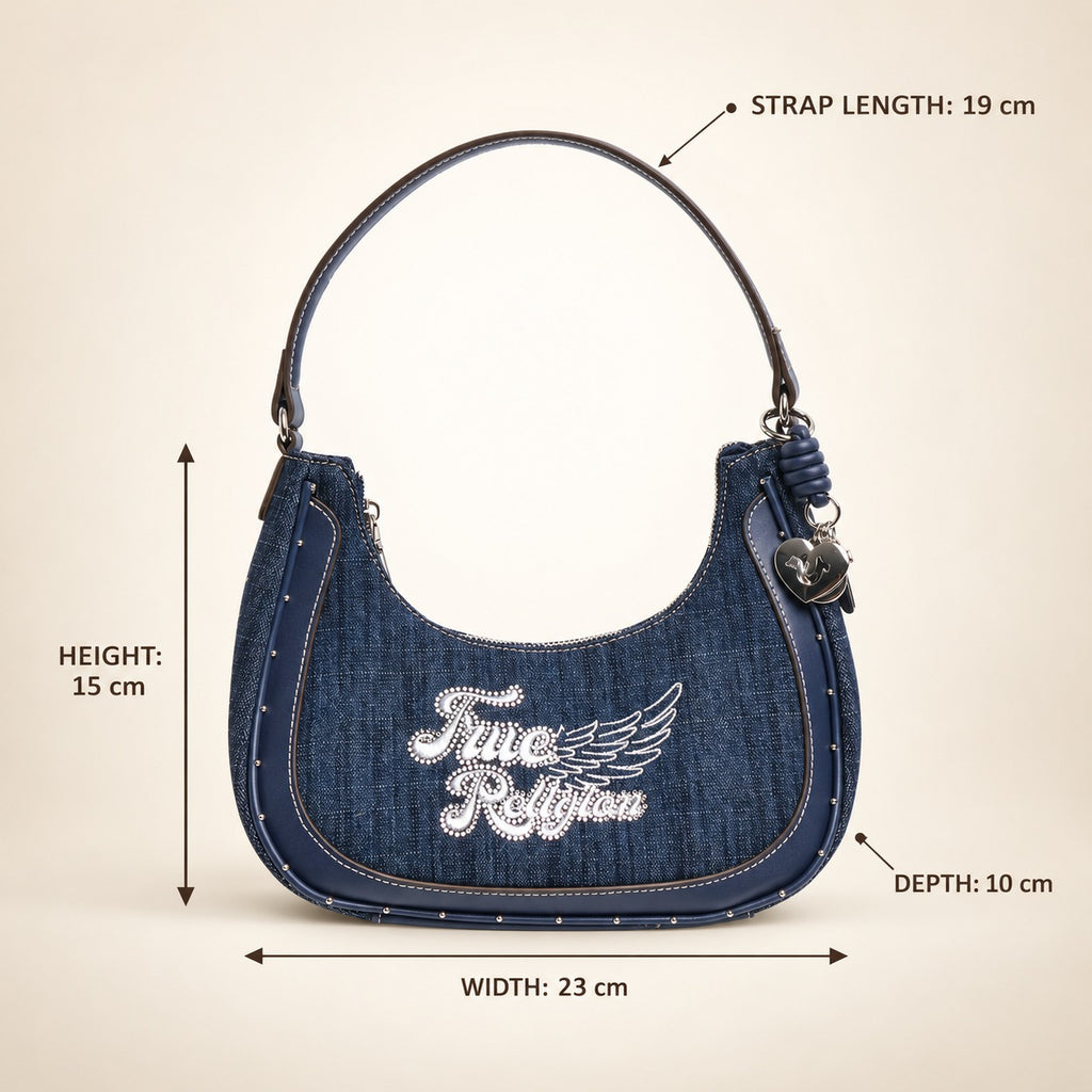 True Religion Blue Denim Shoulder Bag