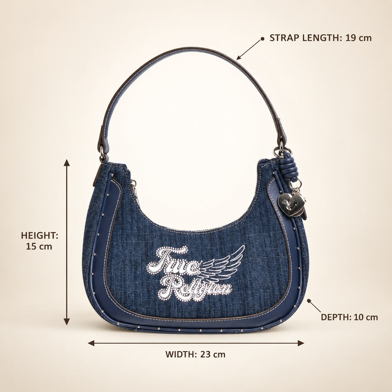 True Religion Blue Denim Shoulder Bag