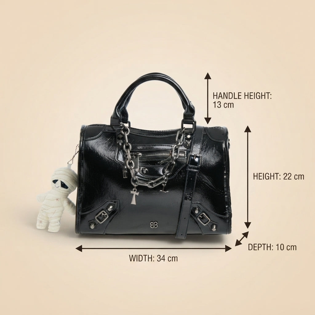 Bessie London Black Mummy Charn Tote Bag