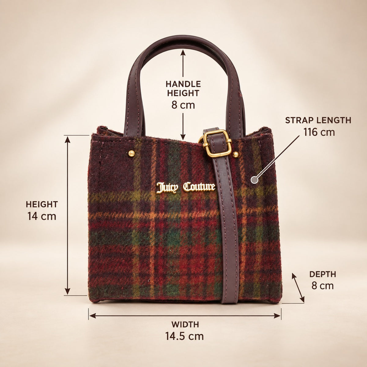 Juicy Couture Winetasting Tartan Grace Mini Shopping Bag