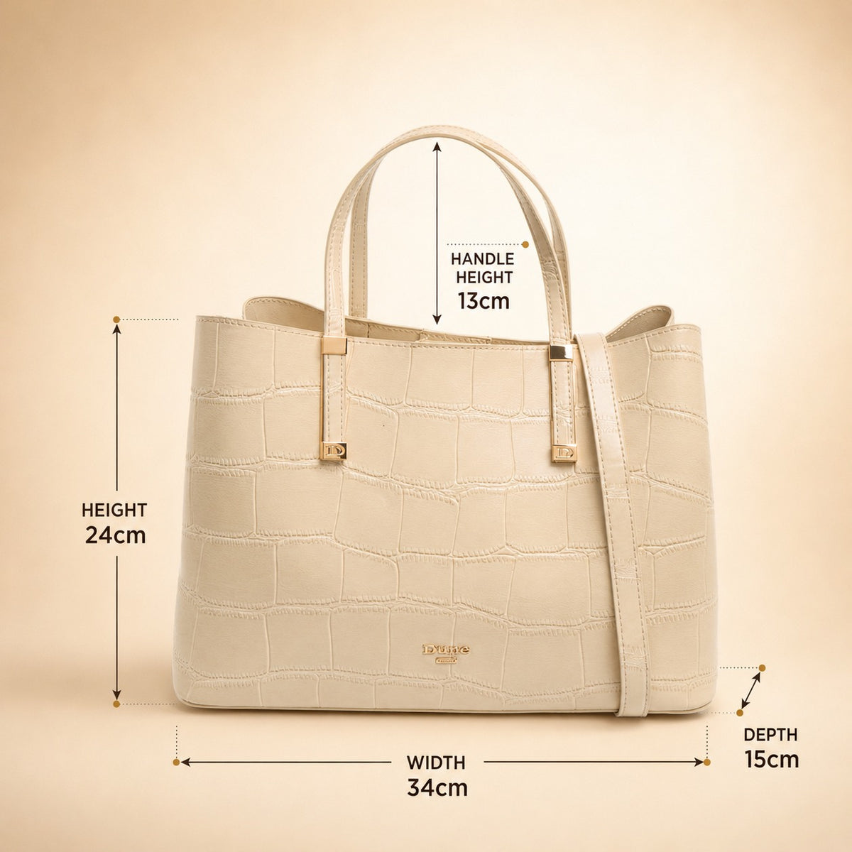 Dune London Beige Croc Effect Handbag