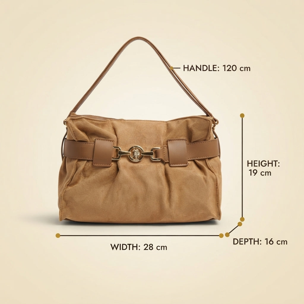 U.S. Polo Assn. Tan Suede Shoulder Bag