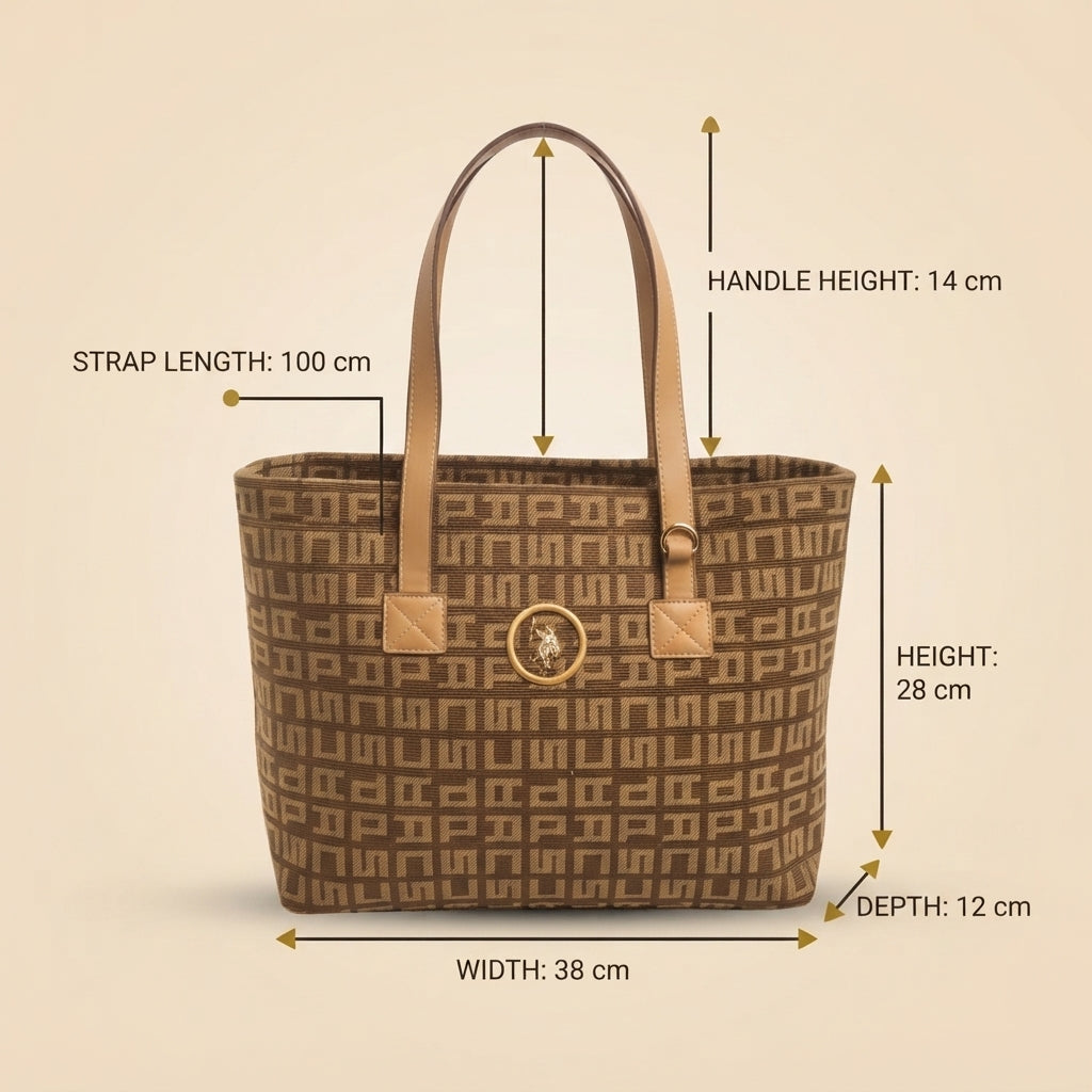 U.S. Polo Assn. Brown Jacquard Tote Bag