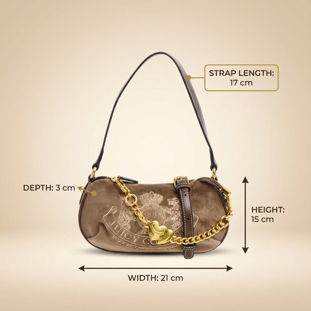 Juicy Couture Brown Velour Shoulder Bag