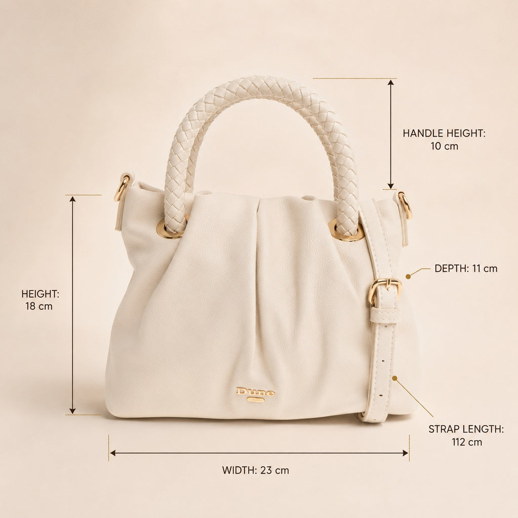 Dune London Cream Faux Leather Dovecot Handbag
