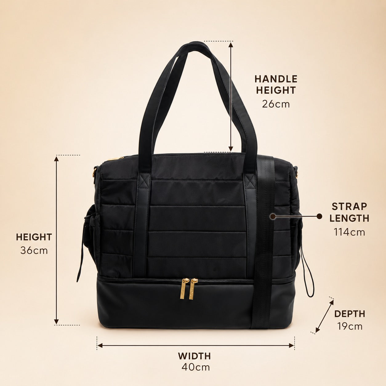 French Connection Black Weekender Shoulder Bag