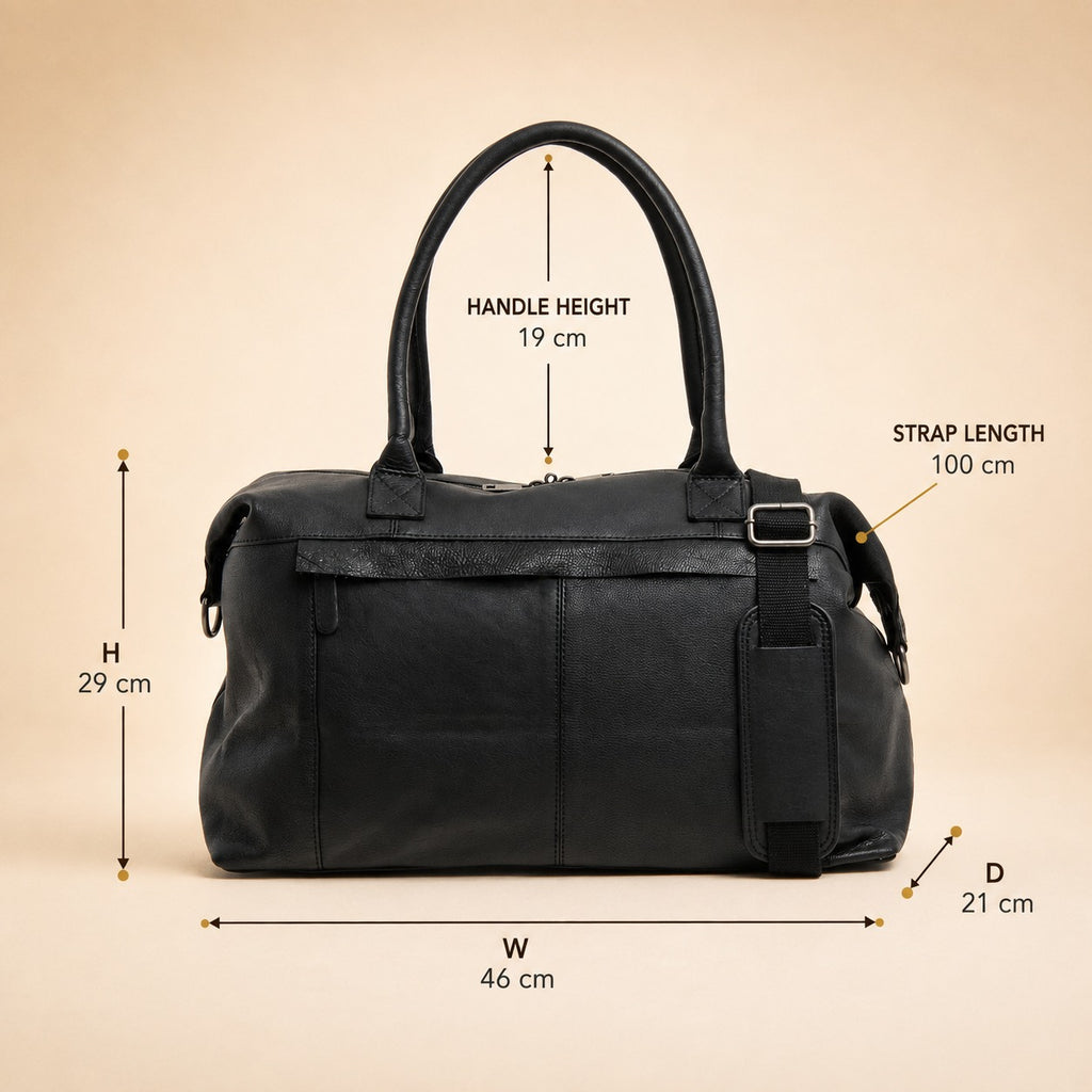 Leather Culture Black Leather Duffle Handbag