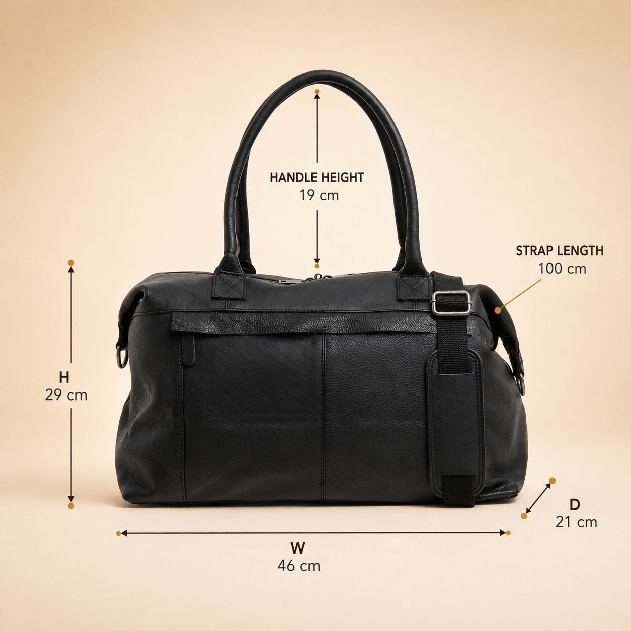 Leather Culture Black Leather Duffle Handbag