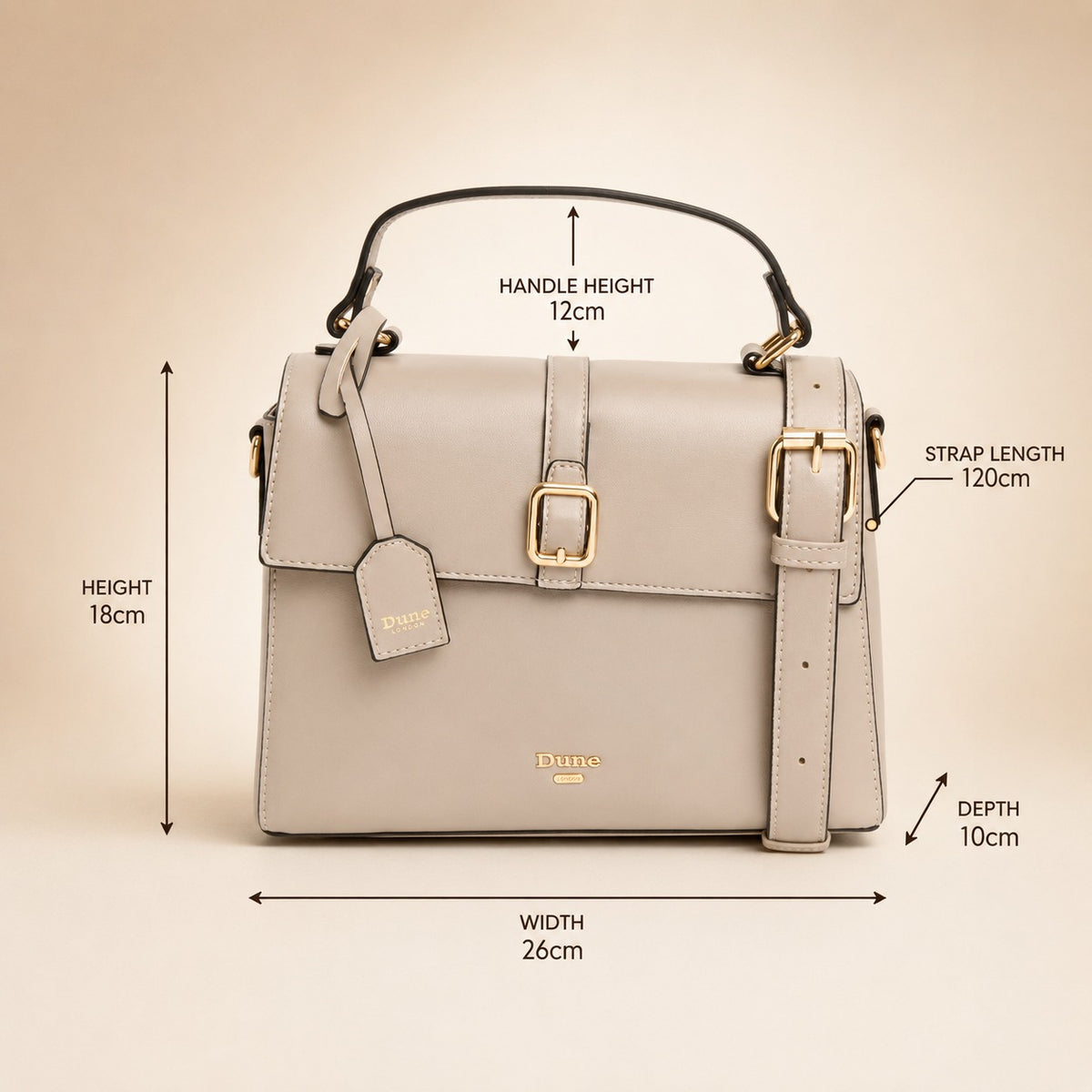 Dune London Grey Discuss Structured Satchel Handbag
