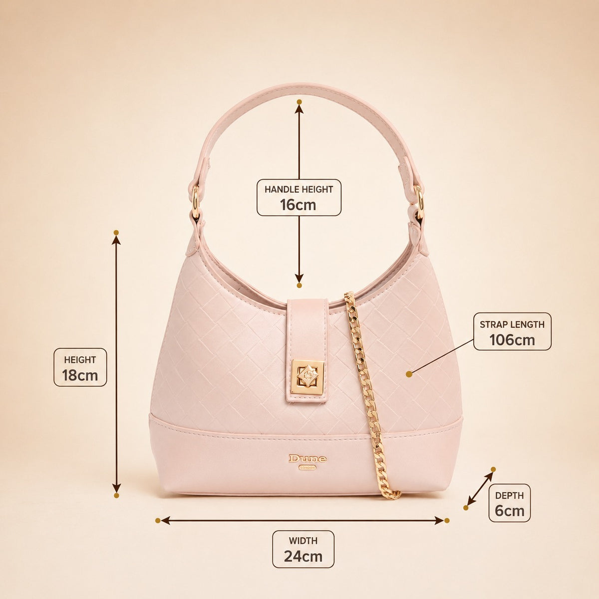 Dune London Pink Diddydoey Shoulder Bag, Gold Chain