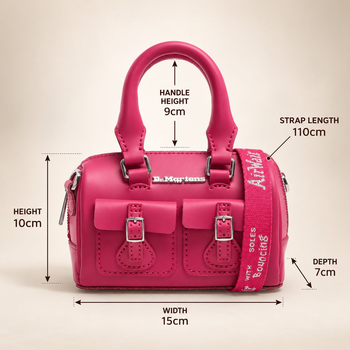 Dr Martens Fuchsia Pink Mini Top Handle Cross Body Bag