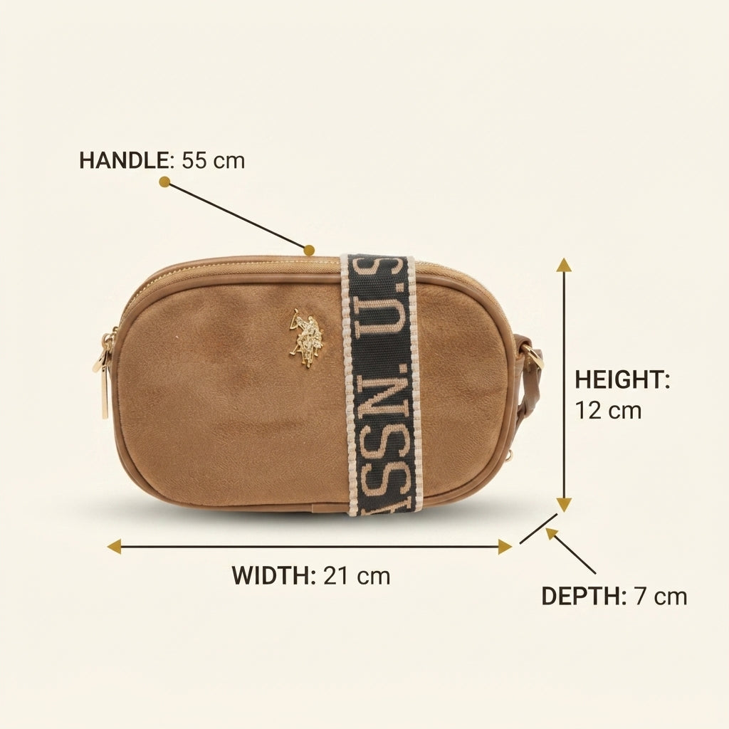 U.S. Polo Assn. Tan Suede Crossbody Bag