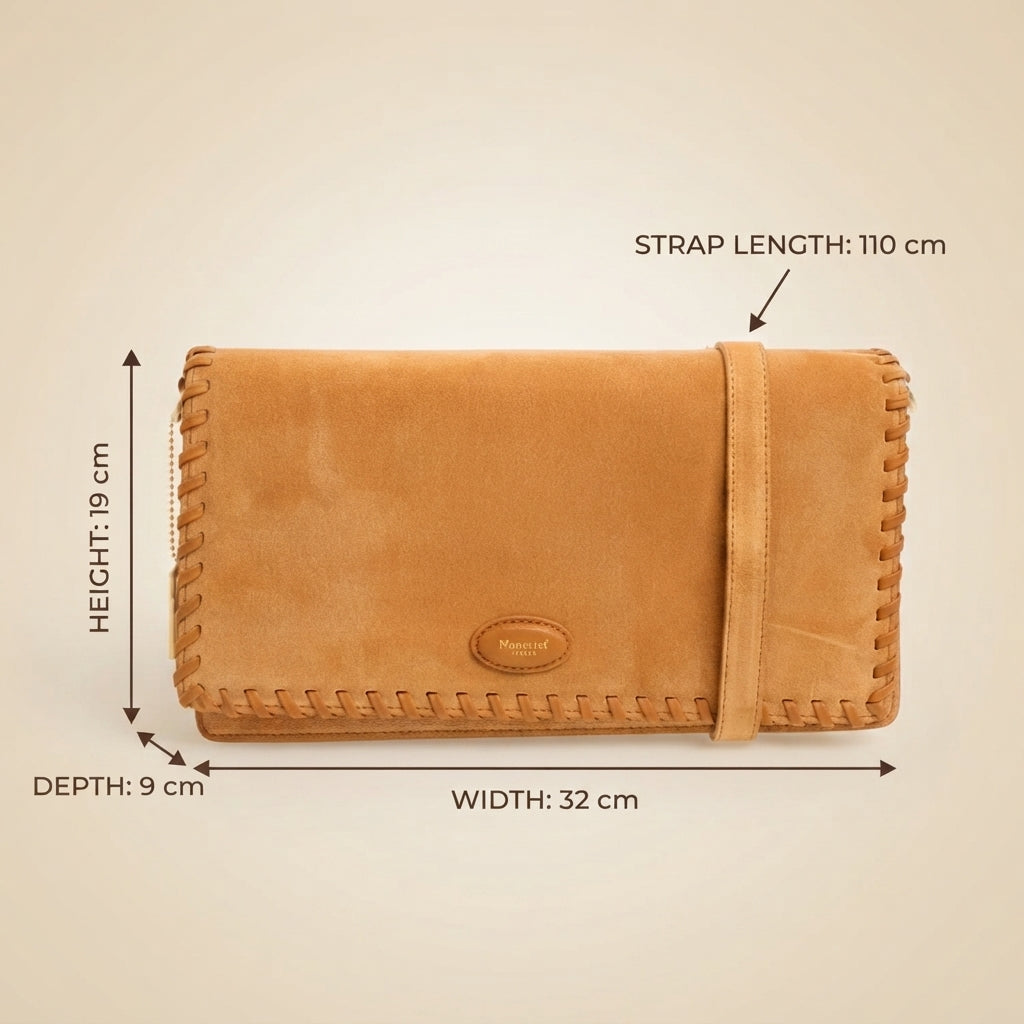 Moncrief Tan Suede Laura Crossbody Bag