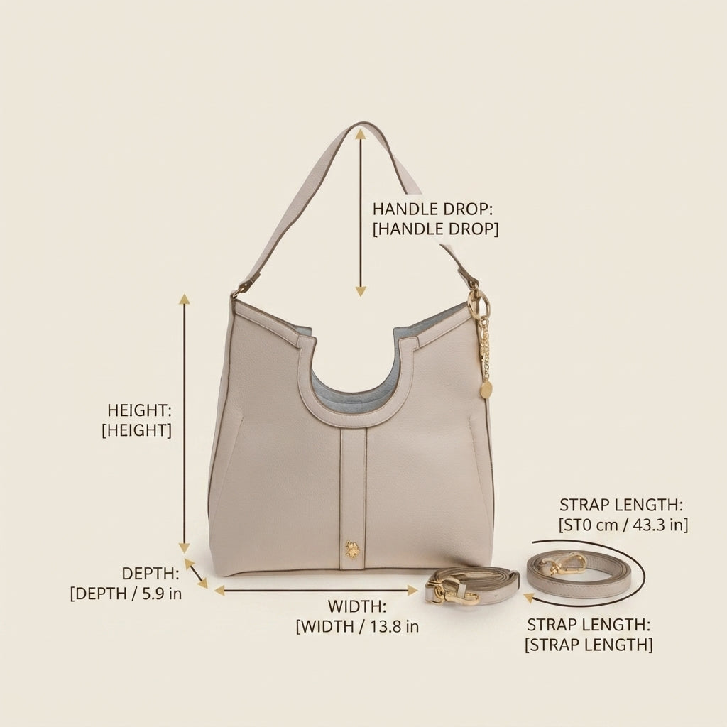 Unbranded Beige Lawson Hobo Bag, Gold Chain Charm