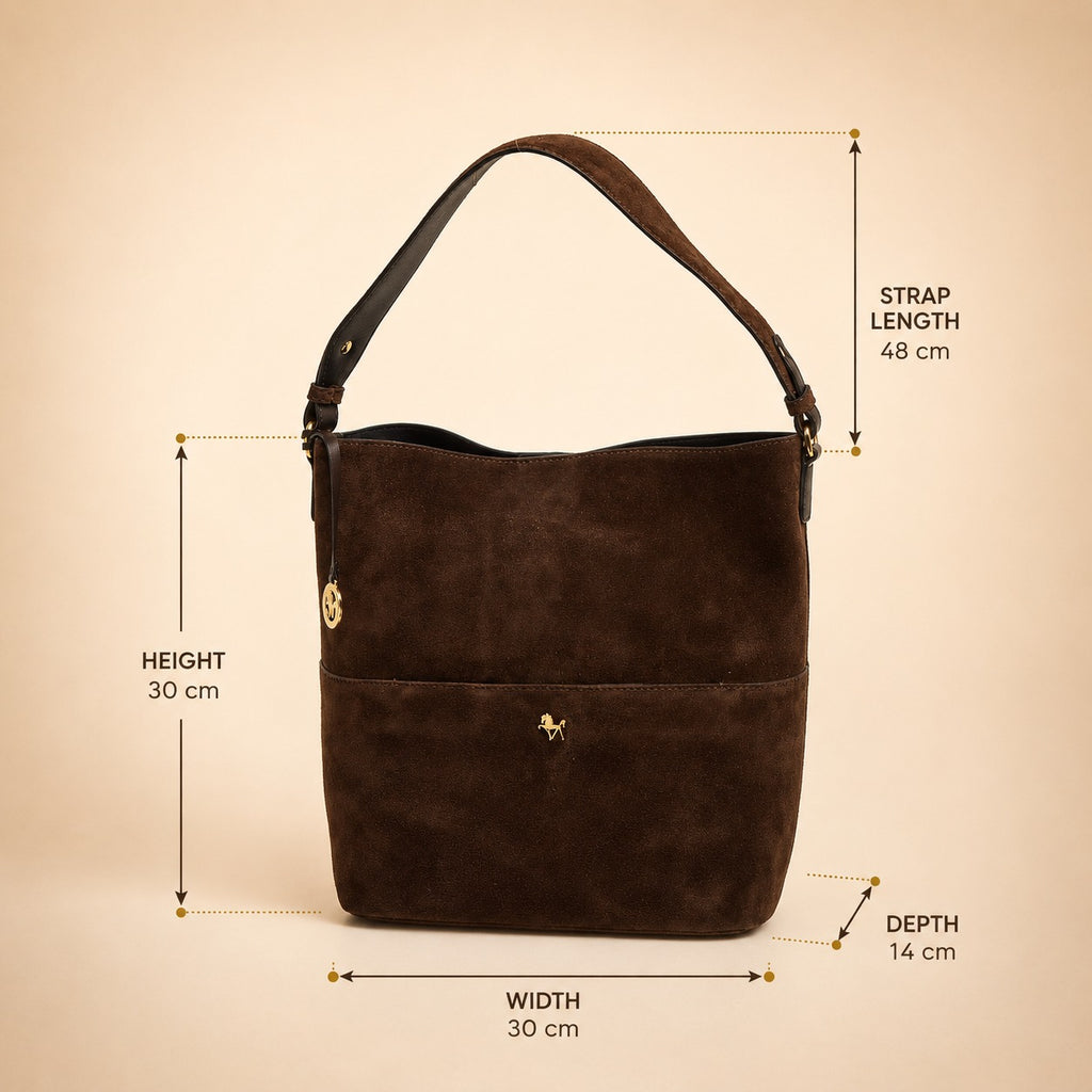 Silviano Brown Suede Shoulder Bag