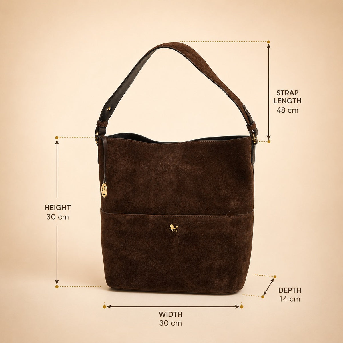 Silviano Brown Suede Shoulder Bag