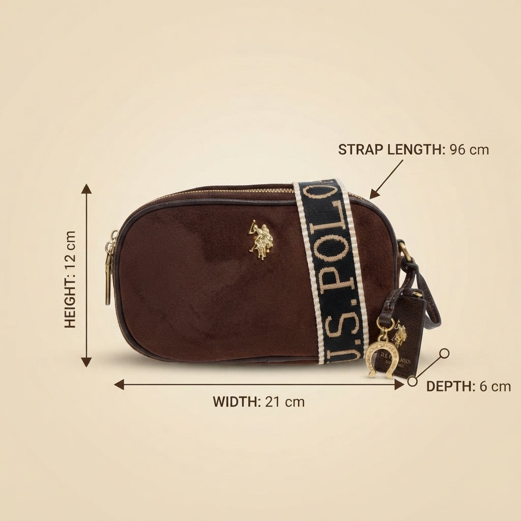 U.S. Polo Assn. Brown Double Compartment Cross Body Bag