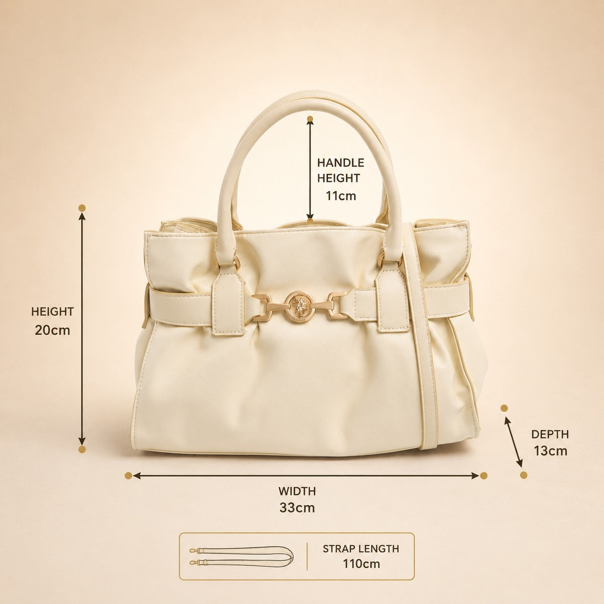 U.S. Polo Assn. Cream Jane Cinched Handbag