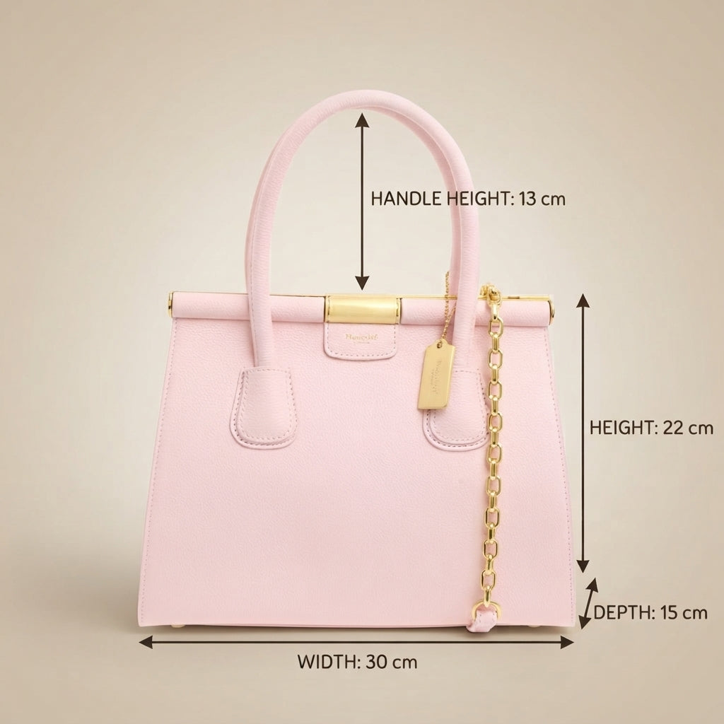 Moncrief Ballet Pink Leather Vicky Structured Tote Bag