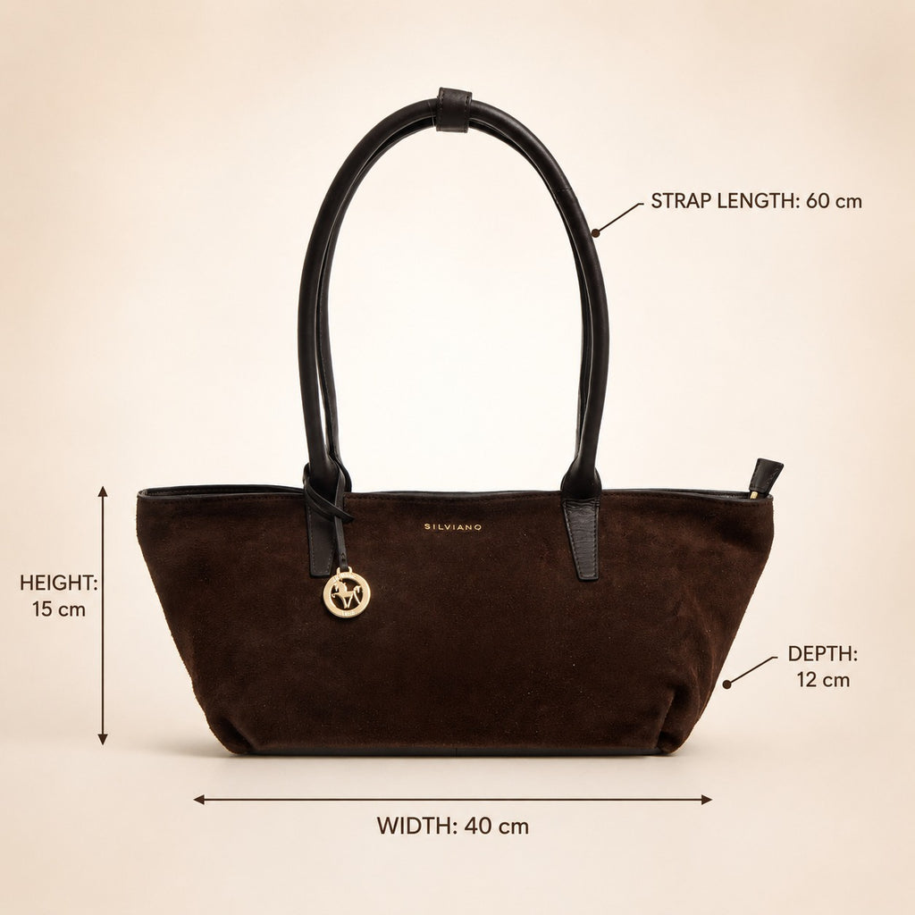 Silviano Dark Brown Suede Shoulder Bag