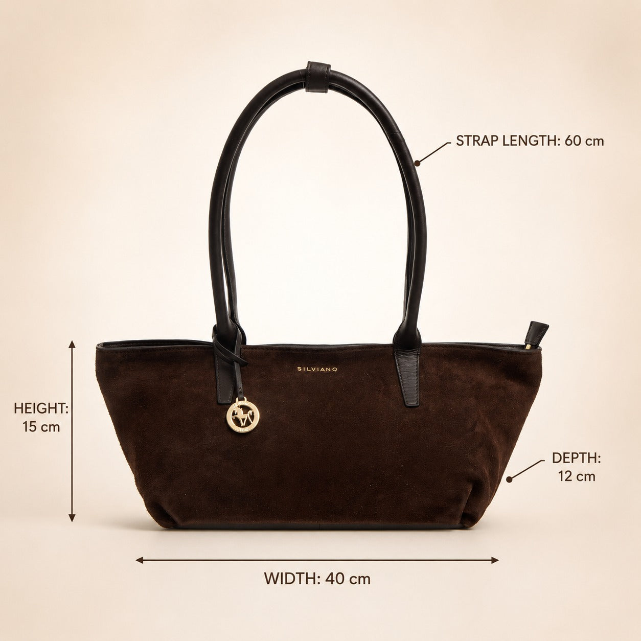 Silviano Dark Brown Suede Shoulder Bag