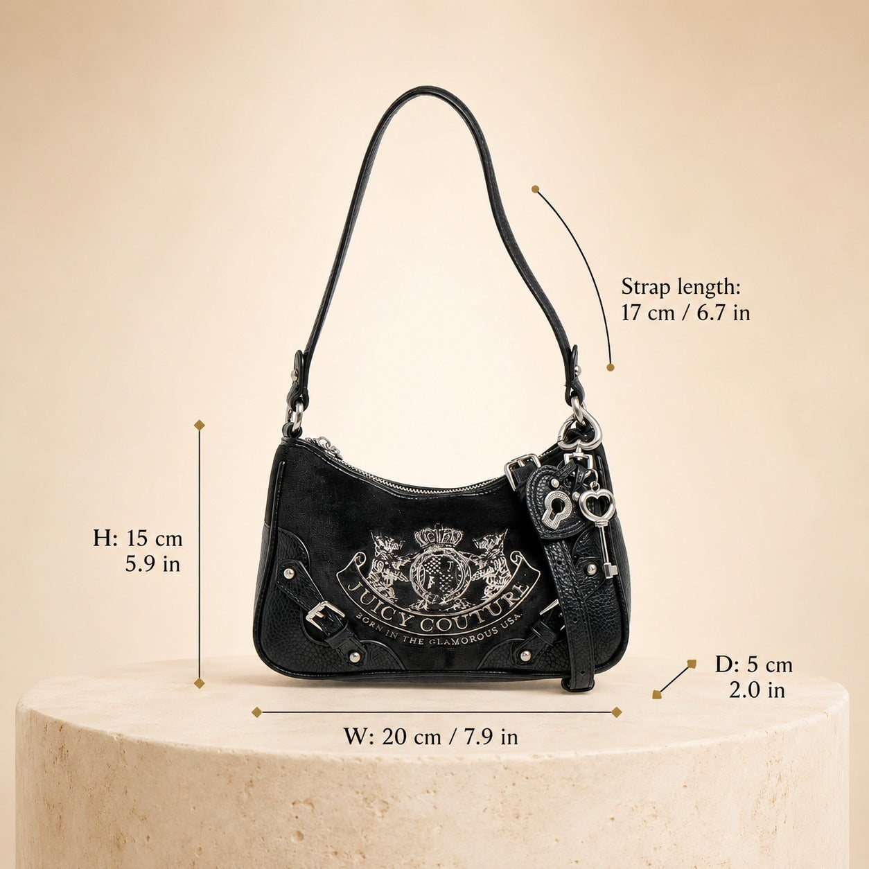 Juicy Couture Black Velour Shoulder Bag