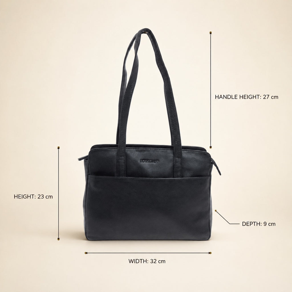 Rowallan Black Leather Handbag