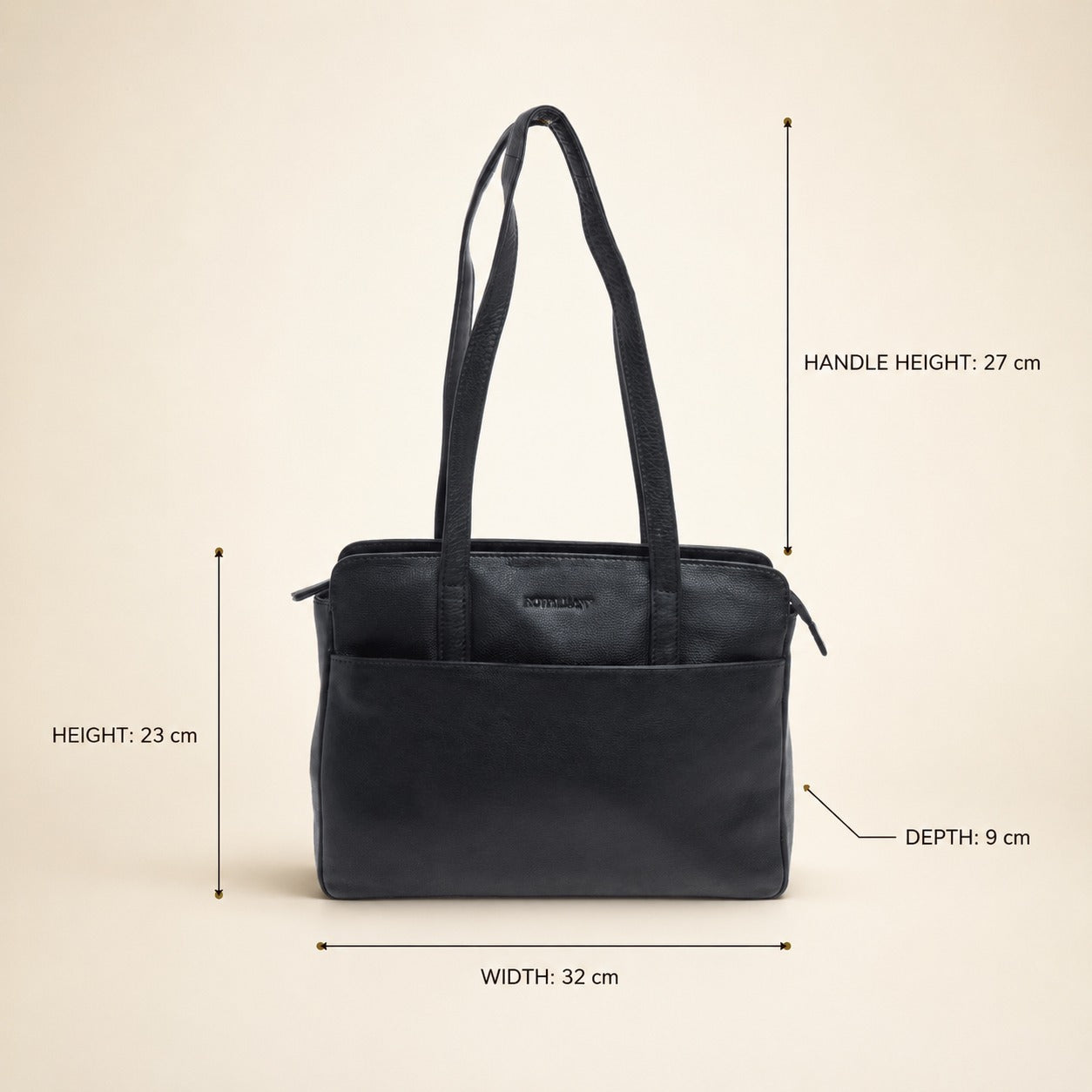 Rowallan Black Leather Handbag