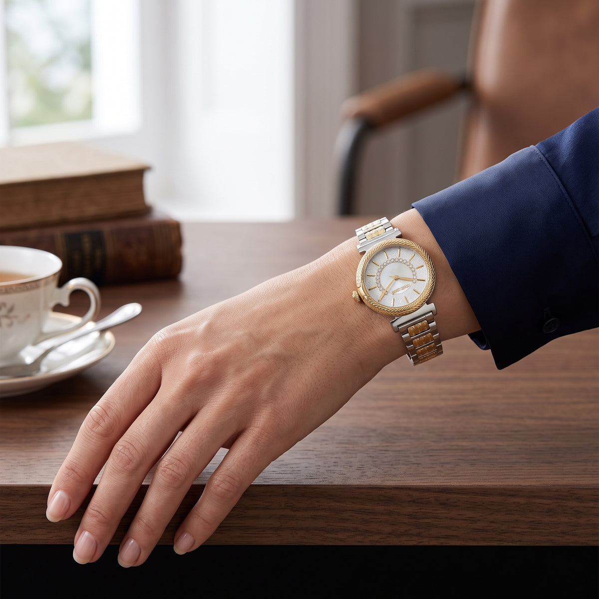 Roberto Cavalli Stainless Steel Snake Eclira Two Tone Watch